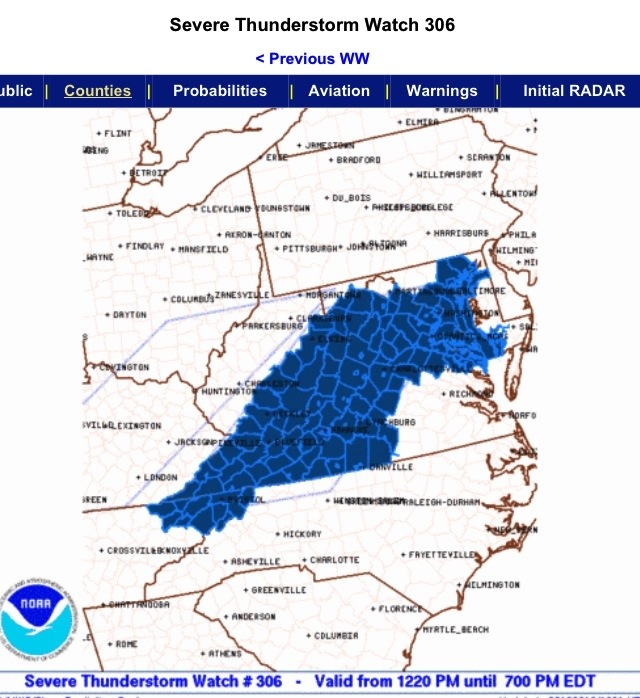 SEVERE THUNDERSTORM WATCH: ! CANCELED ! | Blue Ridge Life Magazine