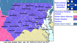 Current watches, advisories and warning issued by NWS as of Monday evening.