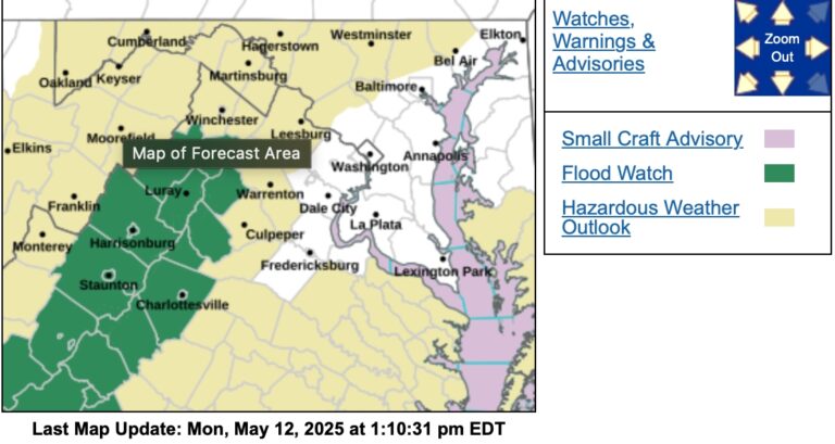 Weather Bulletin : Flood Watch For Part Of Blue Ridge Monday Evening To Late Tuesday Night