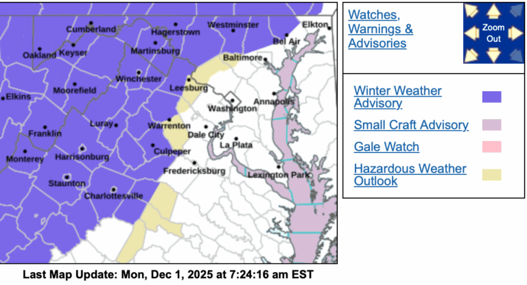 Weather Bulletin : Winter Weather Advisory Late Night Until Noon Tuesday : 12.2.25
