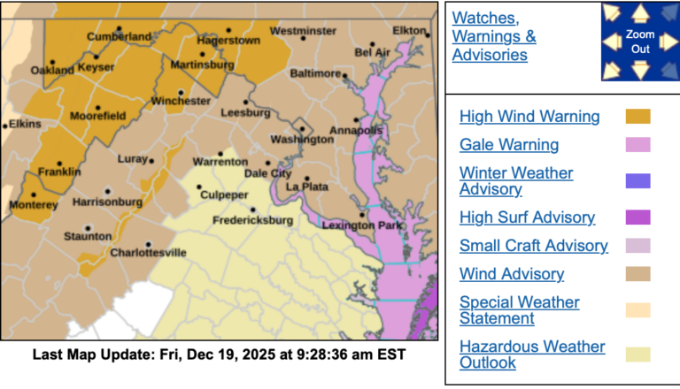 High Wind Warning & Wind Advisory For Friday Continues : December 19, 2025 (Updated)