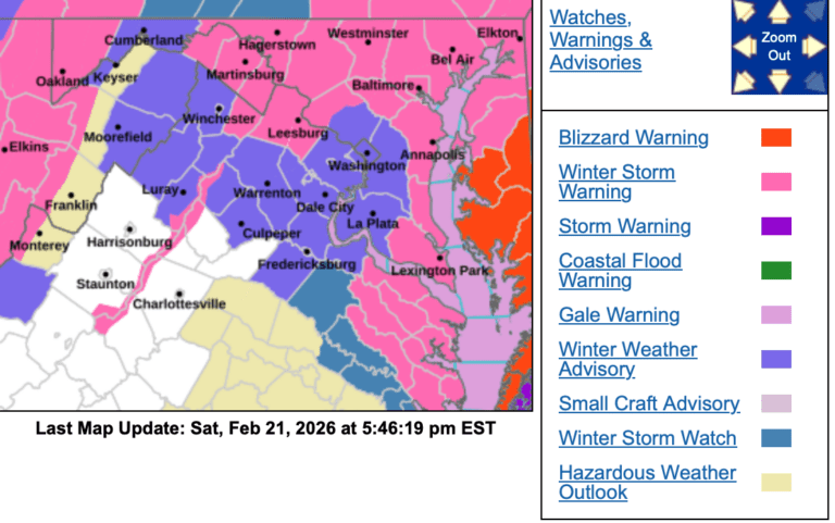 Weather Bulletin : Winter Storm Warning Issued For BRP & Skyline Drive – Sunday 2.22.26